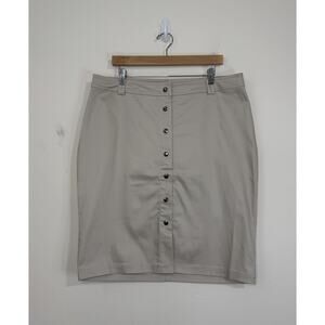 NWT CJ Banks Button Down Pencil Skirt Size 14W Beige Stretch Pockets